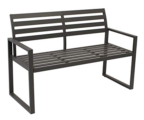 DEGAMO Design Gartenbank Atlanta 2-sitzer aus Aluminium wetterfest und rostfrei, dunkelgrau von DEGAMO