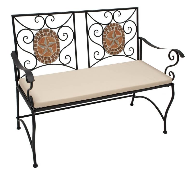 DEGAMO Gartenbank LUCCA (1-St), 2-sitzer 116cm, Eisen schwarz, mit Mosaik terracotta, mit Polster von DEGAMO