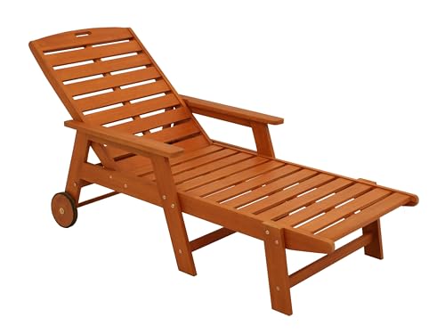 DEGAMO Gartenliege Rollenliege BARDOLINO mit Armlehnen, Euaklyptus Holz geölt, FSC®-Zertifiziert, Outdoor von DEGAMO