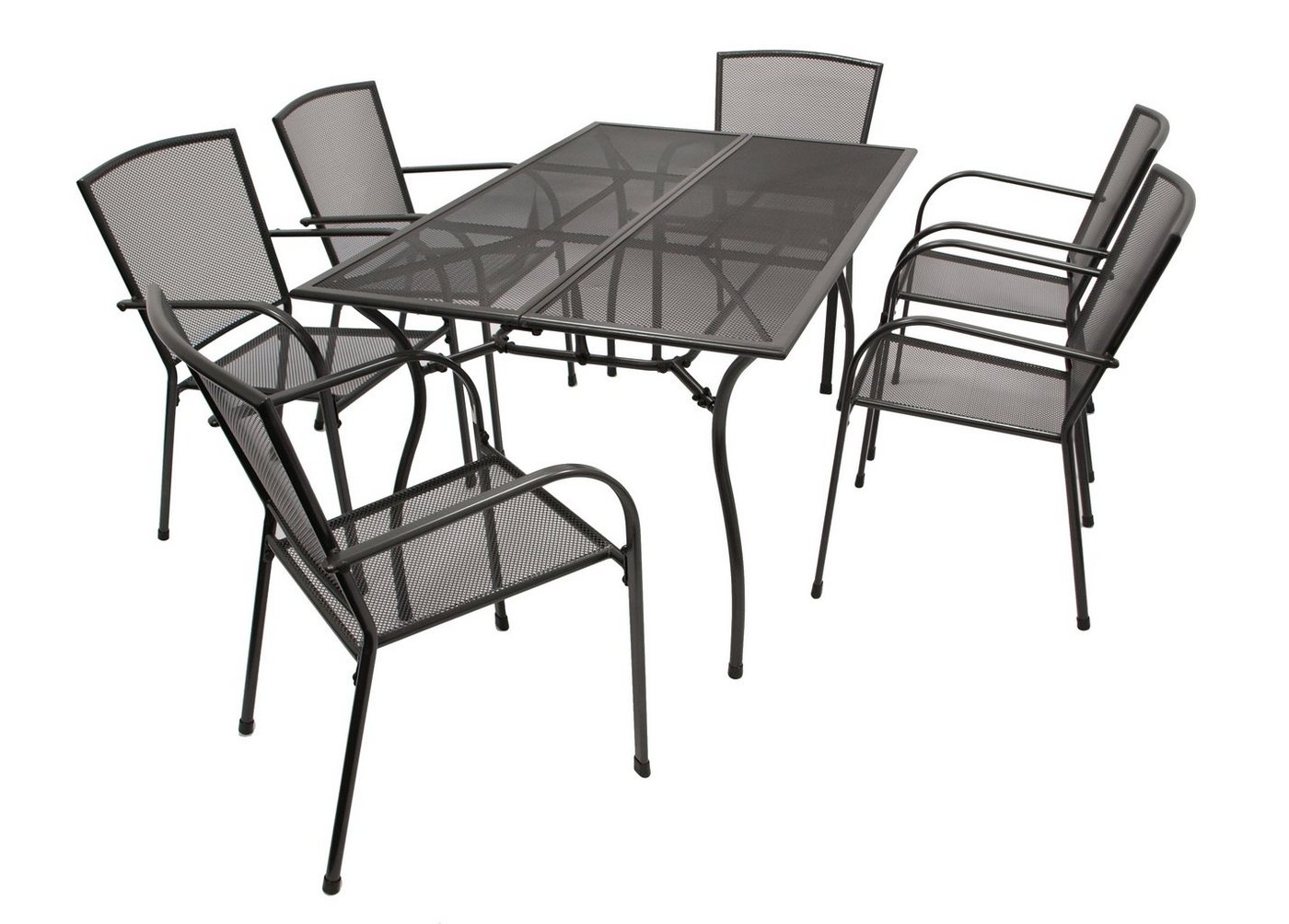 DEGAMO Garten-Essgruppe CLASSIC, (7-tlg), (6x Sessel, 1x Tisch), Stahlgestell, Oberflächen Streckmetall von DEGAMO
