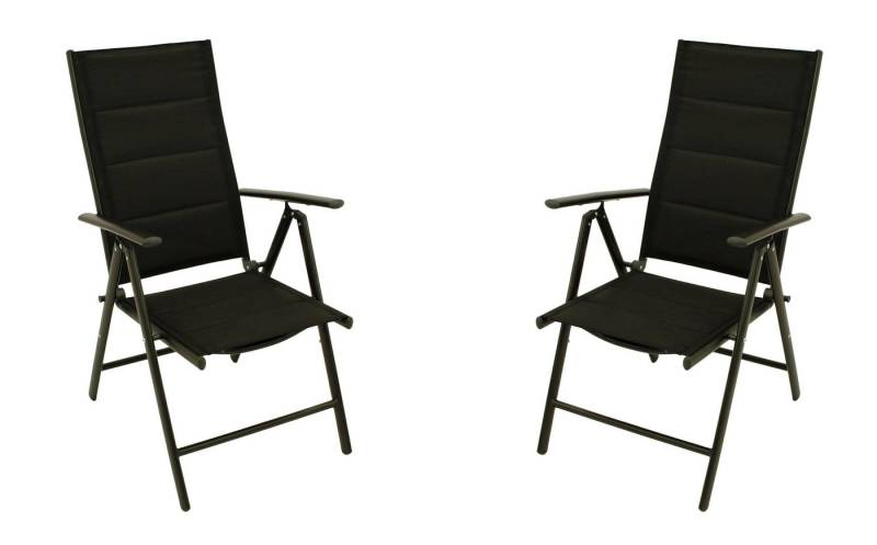 DEGAMO Gartensessel ALMERIA (2-St), klappbar, Alu anthrazit + Kunstgewebe gepolstert schwarz, wetterfest von DEGAMO
