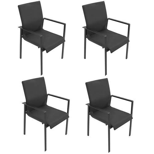 DEGAMO Gartenstuhl Stapelsessel Almada, Aluminium anthrazit + Kunstgewebe gepolstert grau, schnelltrocknend, wetterfest, Outdoor, 4 STÜCK DEGAMO Gartenstuhl Stapelsessel Almada, Aluminium anthrazit + Kunstgewebe gepolstert grau, schnelltrocknend, wetterfest, Outdoor, 4 STÜCK von DEGAMO