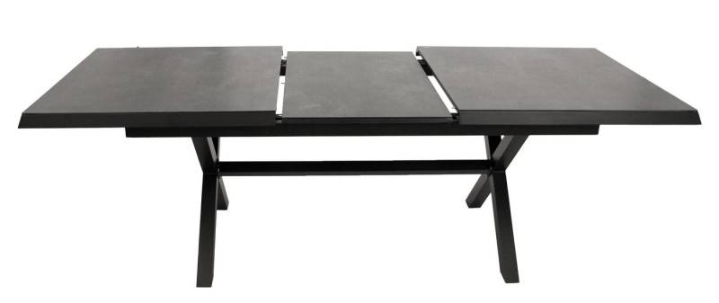 DEGAMO Gartentisch ALMADA, ausziehbar 180/240x100cm, Alu + Glas in Keramtikoptik grau von DEGAMO