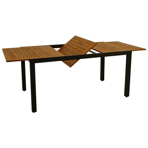 DEGAMO Gartentisch Ausziehtisch Milos 150/200x90cm, Aluminium anthrazit + Akazienholz geölt, Outdoor, FSC®-Zertifiziert von DEGAMO