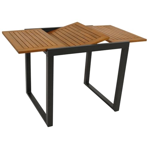 DEGAMO Gartentisch Balkontisch ausziehbar RIVELLO 80/120x70cm, Aluminium anthrazit + Akazienholz geölt, Outdoor, FSC®-Zertifiziert von DEGAMO