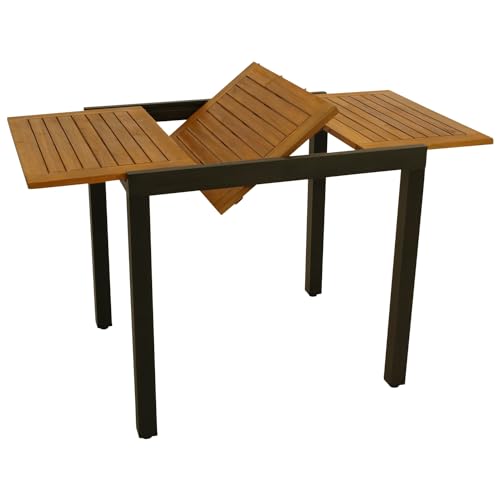 DEGAMO Gartentisch Balkontisch ausziehbar Vicenza 80/120x70cm, Aluminium anthrazit + Akazienholz geölt, Outdoor, FSC®-Zertifiziert von DEGAMO