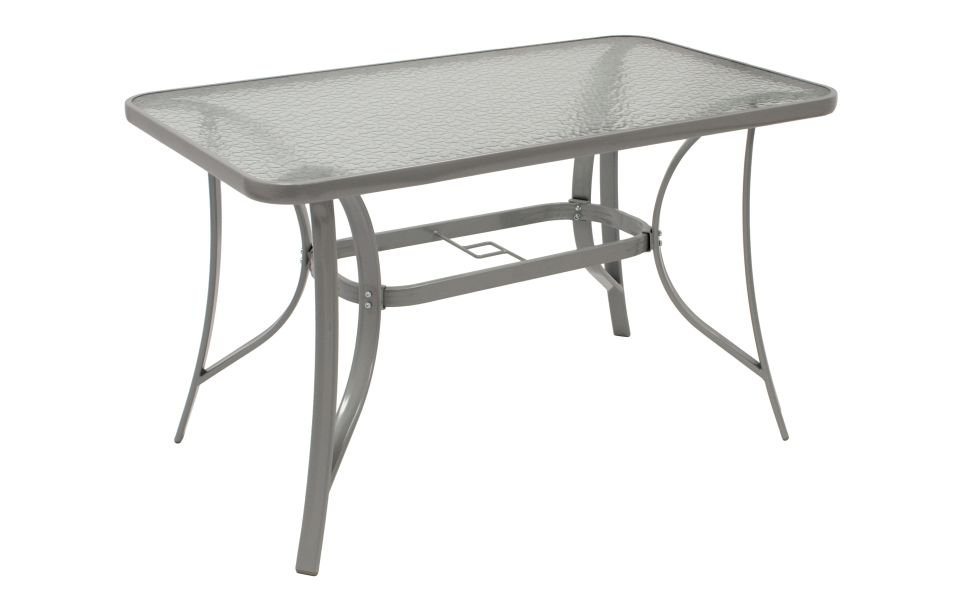 DEGAMO Gartentisch »FLORENZ« (1-St), rechteckig 70x120cm, Gestell Metall silbergrau, Tischplatte Sicherheitsglas von DEGAMO