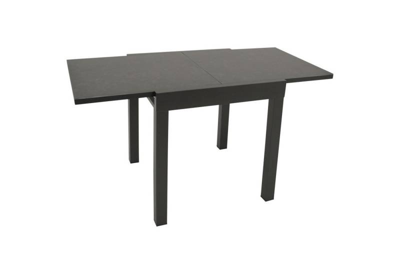 DEGAMO Gartentisch LIVORNO ausziehbar, 70/140x70cm, Alu anthrazit + Keramikoptik dunkelgrau von DEGAMO