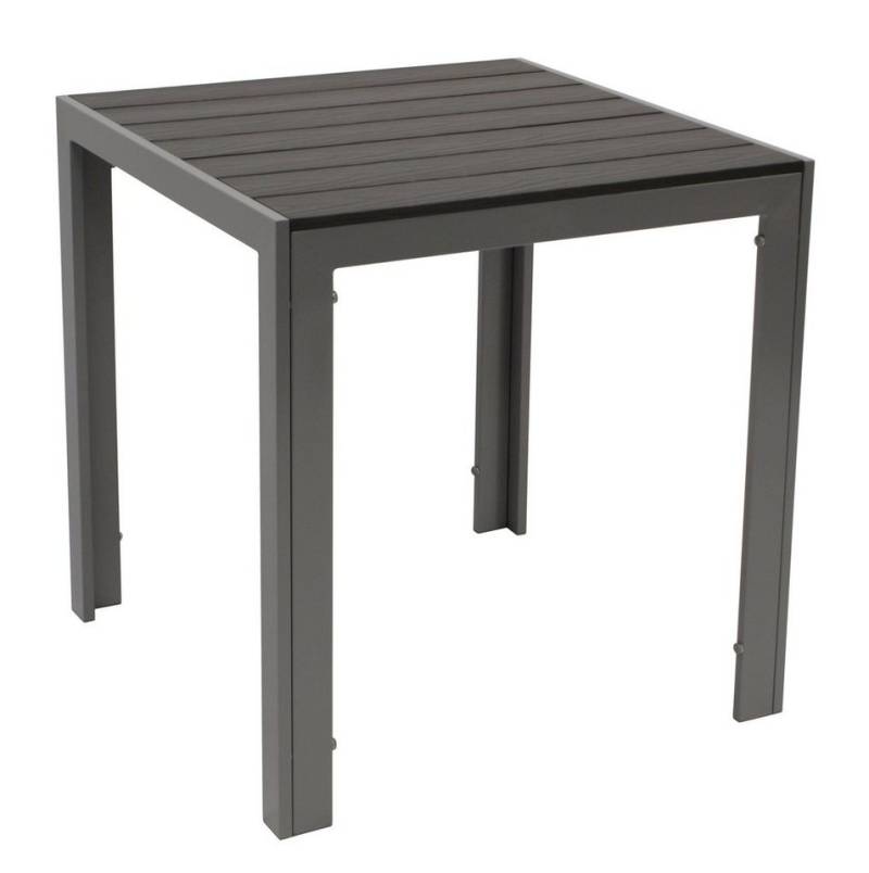 DEGAMO Gartentisch SORANO (1-St), quadratisch 70x70cm, Aluminium silbergrau + Kunstholz grau von DEGAMO