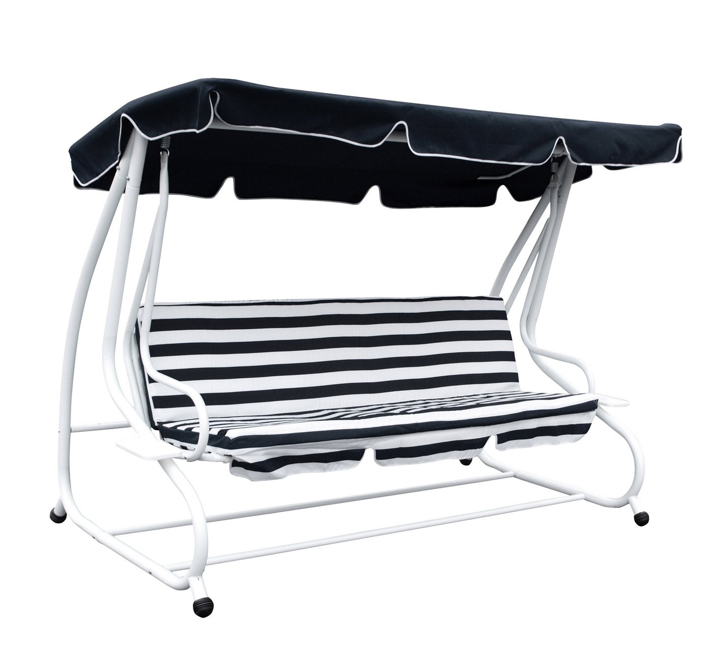 DEGAMO Hollywoodschaukel MIAMI, 4-Sitzer, 1 tlg., 4-sitzer 228cm, Liegefunktion, Gestell weiss, Bezüge weiss/blau DEGAMO Hollywoodschaukel MIAMI, 4-Sitzer, 1 tlg., 4-sitzer 228cm, Liegefunktion, Gestell weiss, Bezüge weiss/blau von DEGAMO