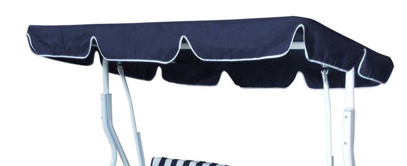 DEGAMO Hollywoodschaukelersatzdach FLORIDA dunkelblau, 170x110cm, mit weißen Kedern von DEGAMO