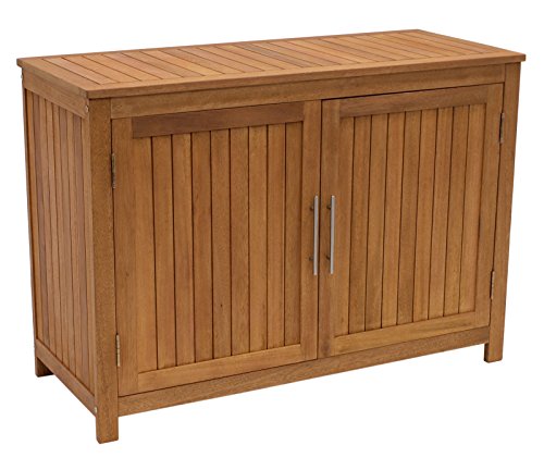 DEGAMO Holz Gartenschrank Cabinet 120x50cm mit Zwei Ebenen, Eukayltpus von DEGAMO