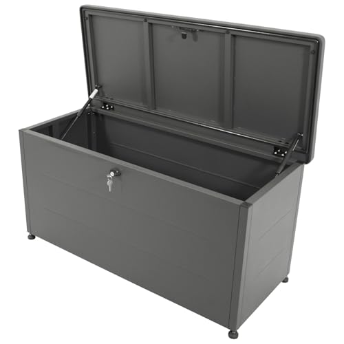 DEGAMO Kissenbox Auflagenbox BREMEN aus Stahl, verzinkt + pulverbeschichtet, anthrazitgrau (RAL 7016), 200L, wasserdicht von DEGAMO
