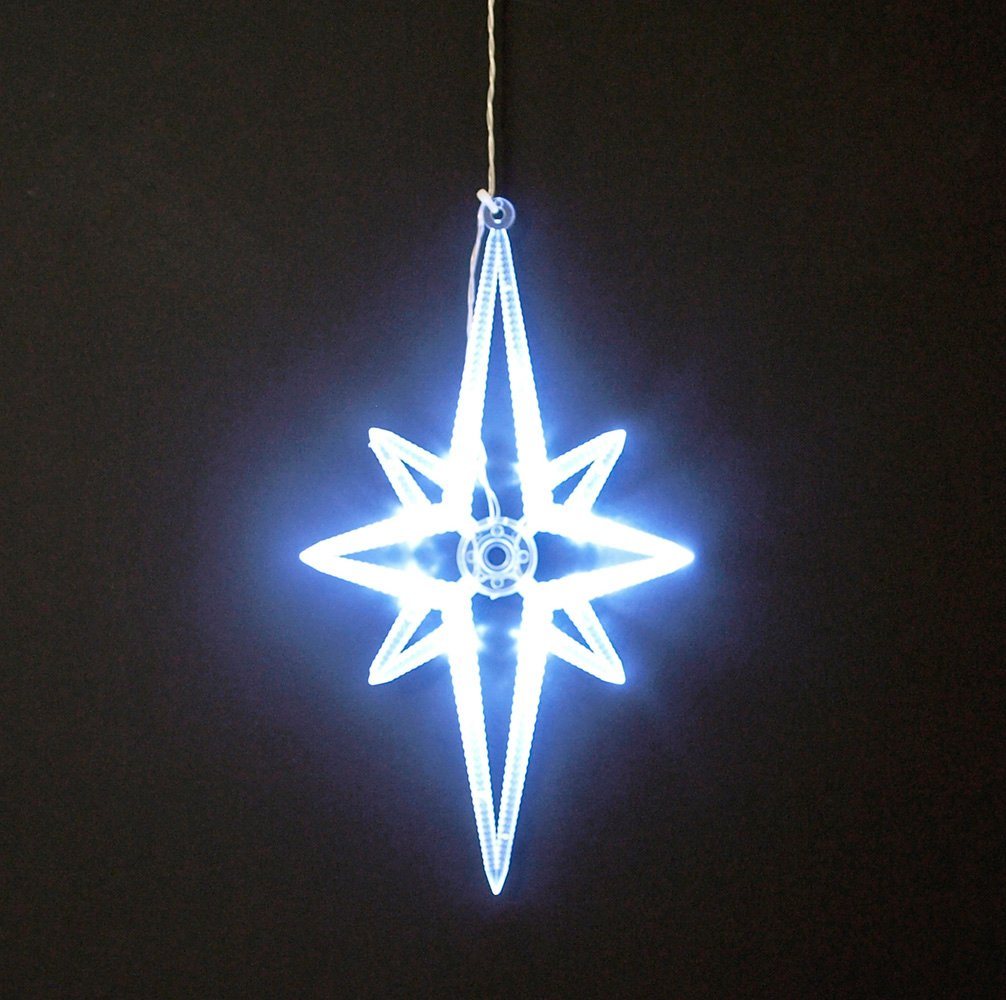 DEGAMO LED Stern, LED fest integriert, Kaltweiss, Polarstern 28cm, Batteriebetrieb von DEGAMO