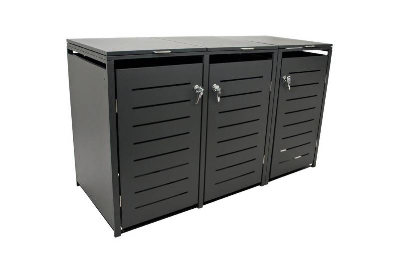 DEGAMO Mülltonnenbox KÖLN (1 St), Stahl grau, für 3 Tonnen 120 oder 240 Liter von DEGAMO
