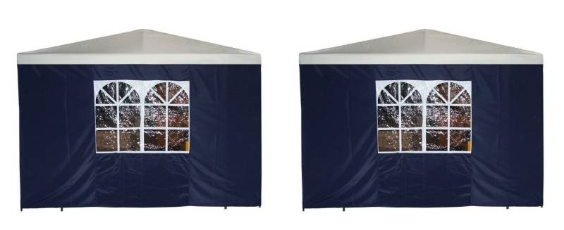 DEGAMO Pavillonseitenteil, 2er Set, 3x1,9 Meter, Polyester blau, mit Fenster von DEGAMO