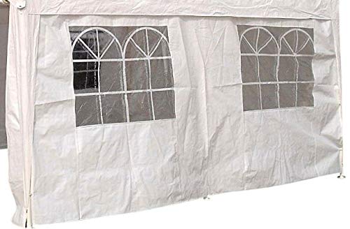 Seitenplane für Zelt 3x4 Meter, PE Weiss mit Fenstern von DEGAMO