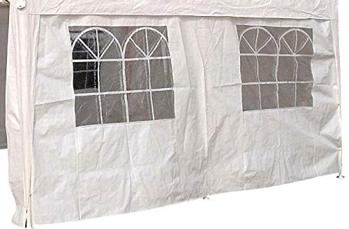 DEGAMO Seitenplane für Zelt 3x4 Meter, PVC Weiss mit Fenstern von DEGAMO