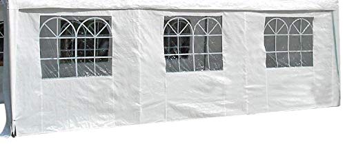 DEGAMO Seitenplane für Zelt 6x4 Meter, PVC Weiss mit Fenstern von DEGAMO