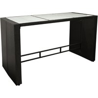 Bartisch davos 185x80x110cm, Geflecht schwarz, Tischplatte Glas - schwarz von DEGAMO