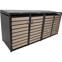 Degamo - Mülltonnenbox 264x80x116cm für 4x Tonnen 120 und 240 Liter, Stahl anthrazit mit Türen Holzoptik von DEGAMO