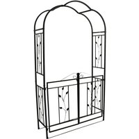 Degamo - Rosenbogen montpellier 220x120cm mit Torpforte, Metall schwarz in Hammerschlagoptik von DEGAMO