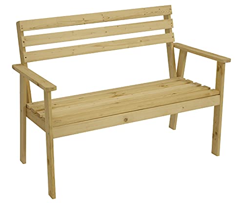 DEGAMO Gartenbank Lindau 2-sitzer 115cm, massives Kiefernholz Natur (unbehandelt), solide Ausführung von DEGAMO