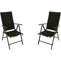 Klappsessel almeria, Aluminium anthrazit + Kunstgewebe gepolstert schwarz, 2 Stück von DEGAMO