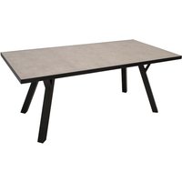 Degamo - Tisch manciano 180x90cm, Aluminium dunkelgrau + Glas in Keramikoptik hellgrau von DEGAMO