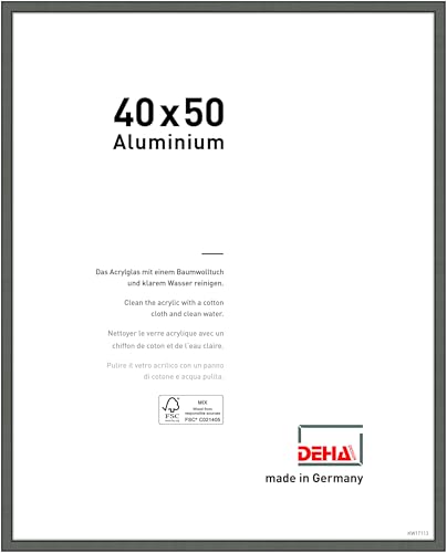 DEHA Design Bilderrahmen, 40 x 50 cm, Aluminium, Grau matt, Posterrahmen zum Aufhängen im Hoch- & Querformat, bruchsicheres Kunstglas, Boston DEHA Design Bilderrahmen, 40 x 50 cm, Aluminium, Grau matt, Posterrahmen zum Aufhängen im Hoch- & Querformat, bruchsicheres Kunstglas, Boston von DEHA Design