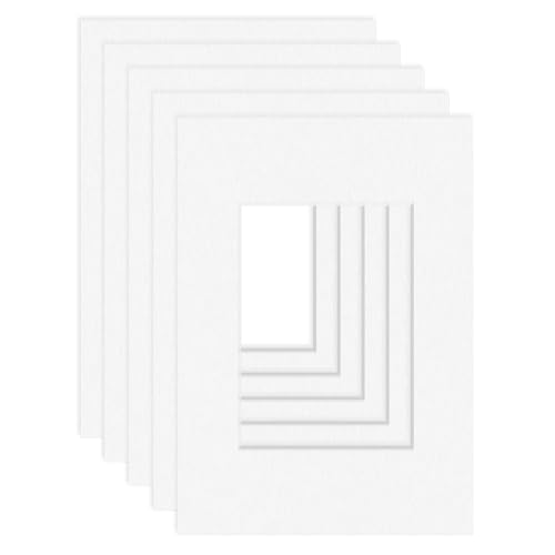DEHA Design Passepartout (5er Set) Karton 21x29,7 cm (DIN A4) für Bilder im Format 13x18 cm, Hellweiß von DEHA Design