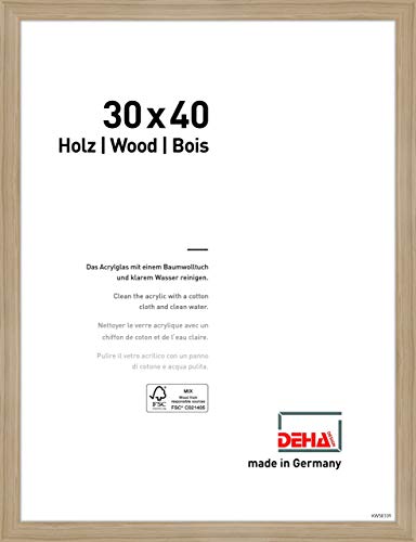 DEHA Design Bilderrahmen Fontana, 30 x 40 cm, Eiche, Holz, für Poster und Bilder, bruchsicheres Acrylglas, Hoch- und Querformat, stabile Rückwand von DEHA Design