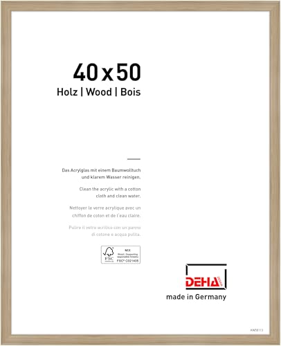 DEHA Design Bilderrahmen Fontana, 40 x 50 cm, Eiche, Holz, für Poster und Bilder, bruchsicheres Acrylglas, Hoch- und Querformat, stabile Rückwand von DEHA Design