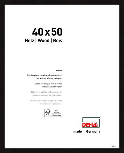 DEHA Bilderrahmen Holz Fontana | 40x50 cm | Schwarz | Foto | Collage | Fotogalerie | Geschenk | Picture Frame | modern minimalistisch | mit Acrylglas von DEHA Design