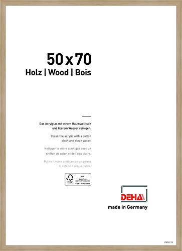 DEHA Posterrahmen Holz Fontana | 50x70 cm | Eiche | Bilderrahmen | Foto | Collage | Puzzle | Rahmen | Picture Frame | modern minimalistisch | mit Acrylglas von DEHA Design
