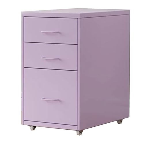 Aktenschrank aus Eisen mit 3 Schubladen, Rollschrank unter dem Schreibtisch, Mobiler Aktenschrank unter dem Schreibtisch for das Home Office(Purple) von DEHEMUKA