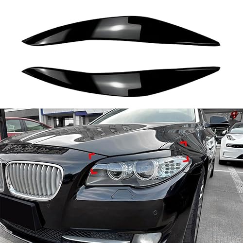 DEHIWI 2 STÜCK Auto Scheinwerfer Augenbrauen Abdeckung Augenlider Aufkleber Trim Kompatibel für BMW 5 Series F10 F11 2011-2014, Scheinwerferblenden,1 Black von DEHIWI