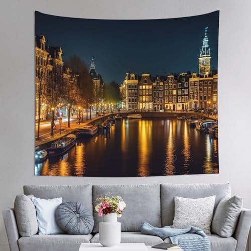 DEHIWI Amsterdam Wandteppich mit Nachtsicht, leicht, weich, für Schlafzimmer, Wohnzimmer, Schlafsaal, 150 x 130 cm von DEHIWI