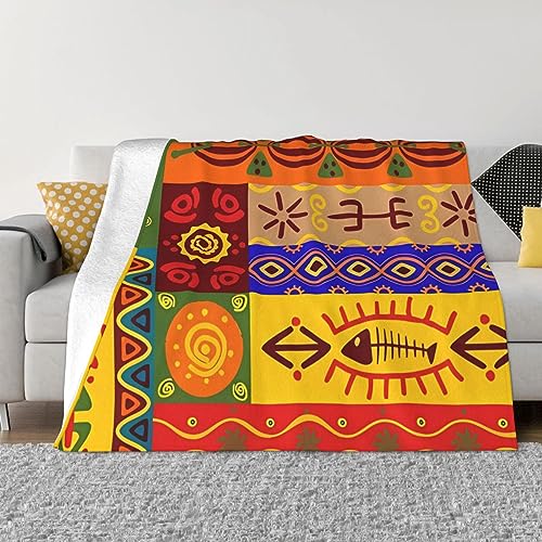 DEHIWI Flanell-Fleecedecke, afrikanisches Nationalmuster, 203,4 x 152,4 cm, ultraweich, warm, gemütlich, Überwurfdecke, Ganzjahresdecken für Bett, Sofa, Wohnzimmer, Outdoor von DEHIWI