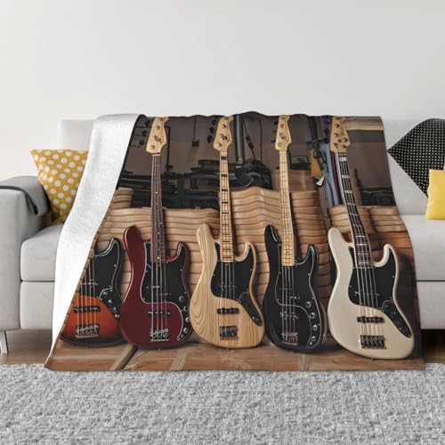 DEHIWI Flanell-Fleecedecke für Gitarre, Bass, Musikinstrumente, 203,4 x 152,4 cm, ultraweich, warm, gemütlich, Überwurfdecke, Ganzjahresdecken für Bett, Sofa, Wohnzimmer, Outdoor von DEHIWI