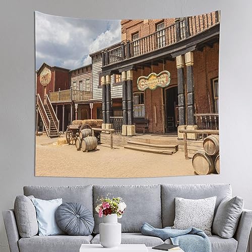 DEHIWI Old Wild West Cowboy Town Wandteppich, leicht, weich, Kunst, Wandbehang für Schlafzimmer, Wohnzimmer, Schlafsaal, 150 x 130 cm von DEHIWI