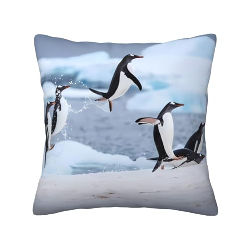 DEHIWI Snow Mountain Pinguin Überwurf-Kissenbezüge, 50,8 x 50,8 cm, weich, gemütlich, Morden, dekorativer Kissenbezug für alle Jahreszeiten, Sofa, Couch, Schlafzimmer, Wohnzimmer von DEHIWI