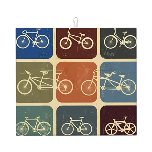 Fahrrad-Abtropfmatte aus Mikrofaser, super saugfähig, weiches Abtropfpad mit Aufhängeschlaufe für Geschirr, Glas, 46 x 41 cm von DEHIWI