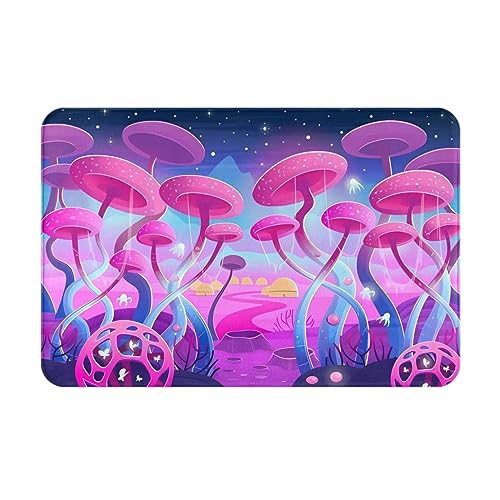 Magic Mushroom Fußmatte, weich, rutschfest, waschbar, Überwurf für Eingangsbereich, Wohnzimmer, Schlafzimmer, Sofa, Heimdekoration, Bodenmatte, 40,6 x 61 cm von DEHIWI