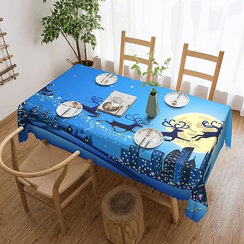 Tischdecke mit Rentier-Motiv, flecken- und knitterfrei, waschbar, rechteckig, für Küche, Esszimmer, Party, Heimdekoration, 140 x 180 cm von DEHIWI