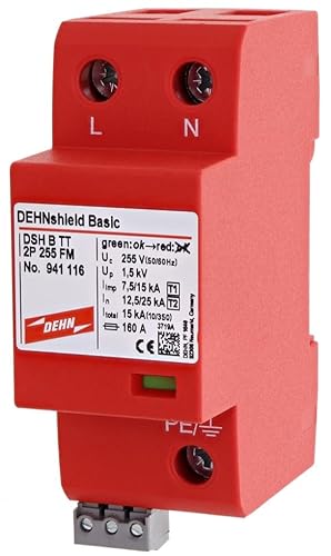 Dehnshield Basic Kombi-Ladegerät für einphasige Netze Typ 1 + Typ 2 Schützt Fulmini DSH B TT 2P 255 FM 941116 von DEHN