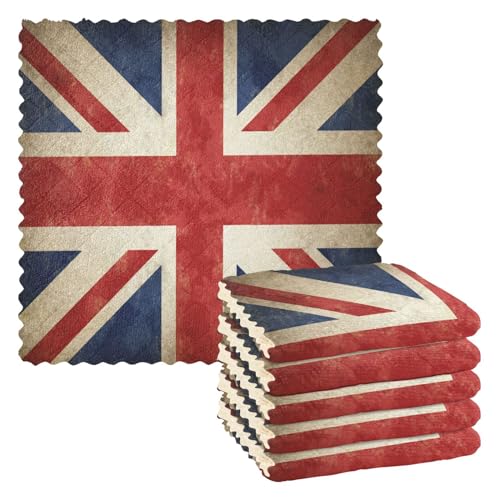 DEHOZO Geschirrtücher für die Küche, 6 Stück, britische England-Flagge, saugfähiges Reinigungstuch, 27,9 x 27,9 cm, schnell trocknend, Küchentücher, Geschirrtücher, weiche Geschirrtücher, von DEHOZO