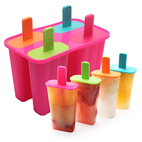 DEHUB Eisformen, 4 Eisformen Popsicle Formen Set, Ice Lolly Mold FDA-zertifizierter Food Grade-Silikon-Ice-Pop-Maker, BPA-freie Popsicle-Formen mit Sticks und Tropfschutz von DEHUB