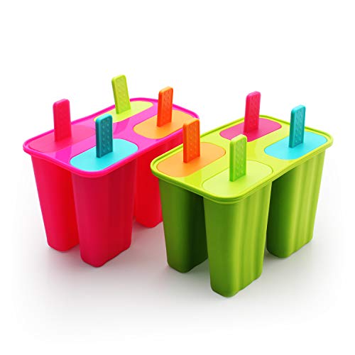 DEHUB Eisformen Silikon, Popsicle Formen Set,BPA Frei EIS am stiel Formen FDA-Zertifiziert Lebensmittelqualität Silikon-EIS-Pop-Hersteller,Ice Lolly Mold mit Sticks und Tropfschutz(Grün+Rosenrot,) von DEHUB