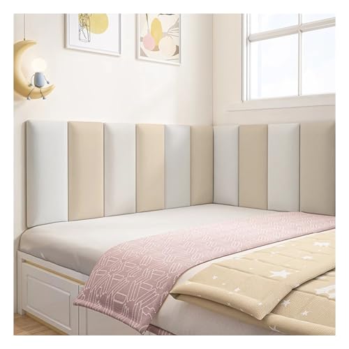 3D-Wandpaneele, selbstklebendes Kopfteil, Antikollisions-Wandaufkleber für Kinderbetten, gepolsterte, an der Wand montierte Kopfteilpaneele für Kingsize-/Doppelbetten (Aprikose, 180 x 50 cm) von DEHUDEOUHS